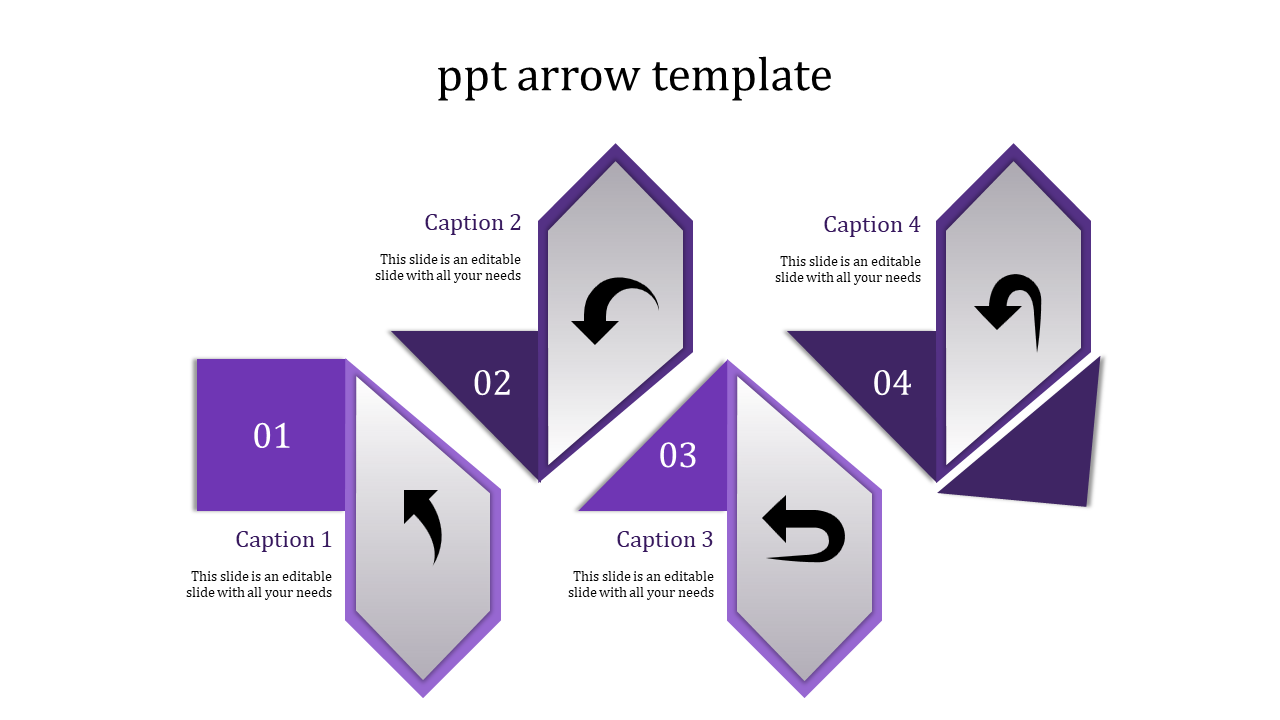 Free - Editable PPT Arrow Template Slide Design-Four Node